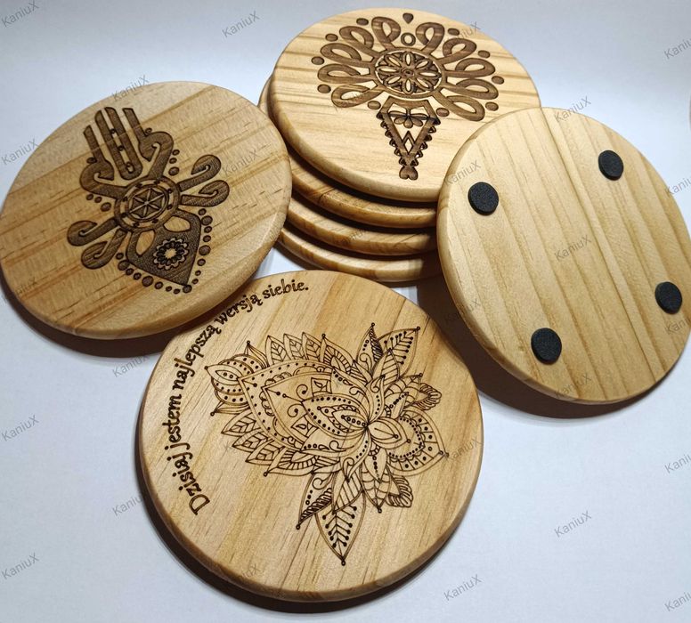 Drewniana podkładka pod napoje kubki szklanki Prezent Górnik Zabrze