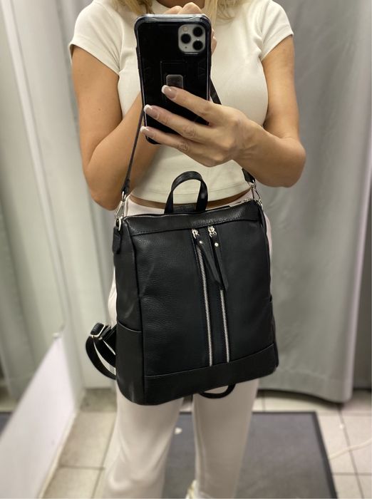 Сумка- рюкзак шкіряний Рюкзак А4 Італійський рюкзак світлий Бежевий