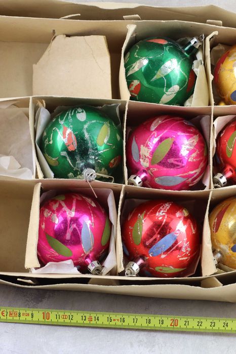 Zestaw kolorowych bombek prl vintage retro bombki ozdoby świąteczne