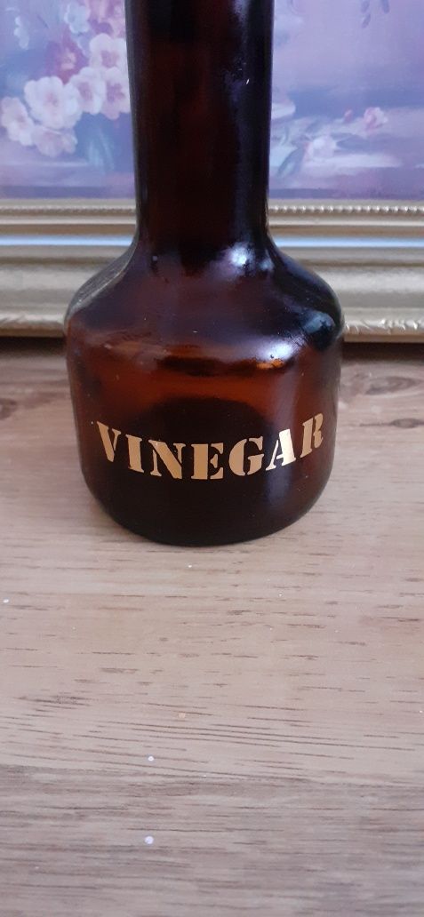 Szklana butelka na ocet oliwę PRL vintage retro boho