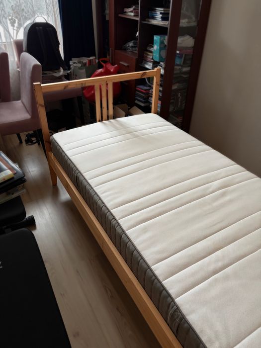 Łóżko IKEA Fjellse 90x200 cm + materac KOMPLET