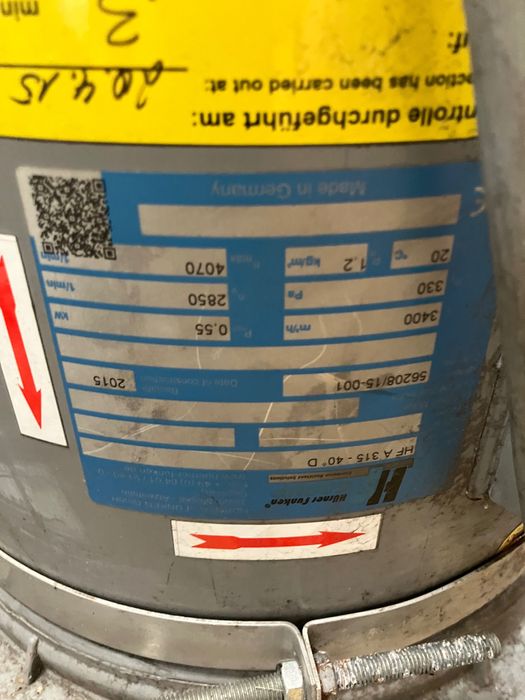 Wentylator kanałowy fi 32 cm Hurner funken lakiernia chłodnia wędzarni