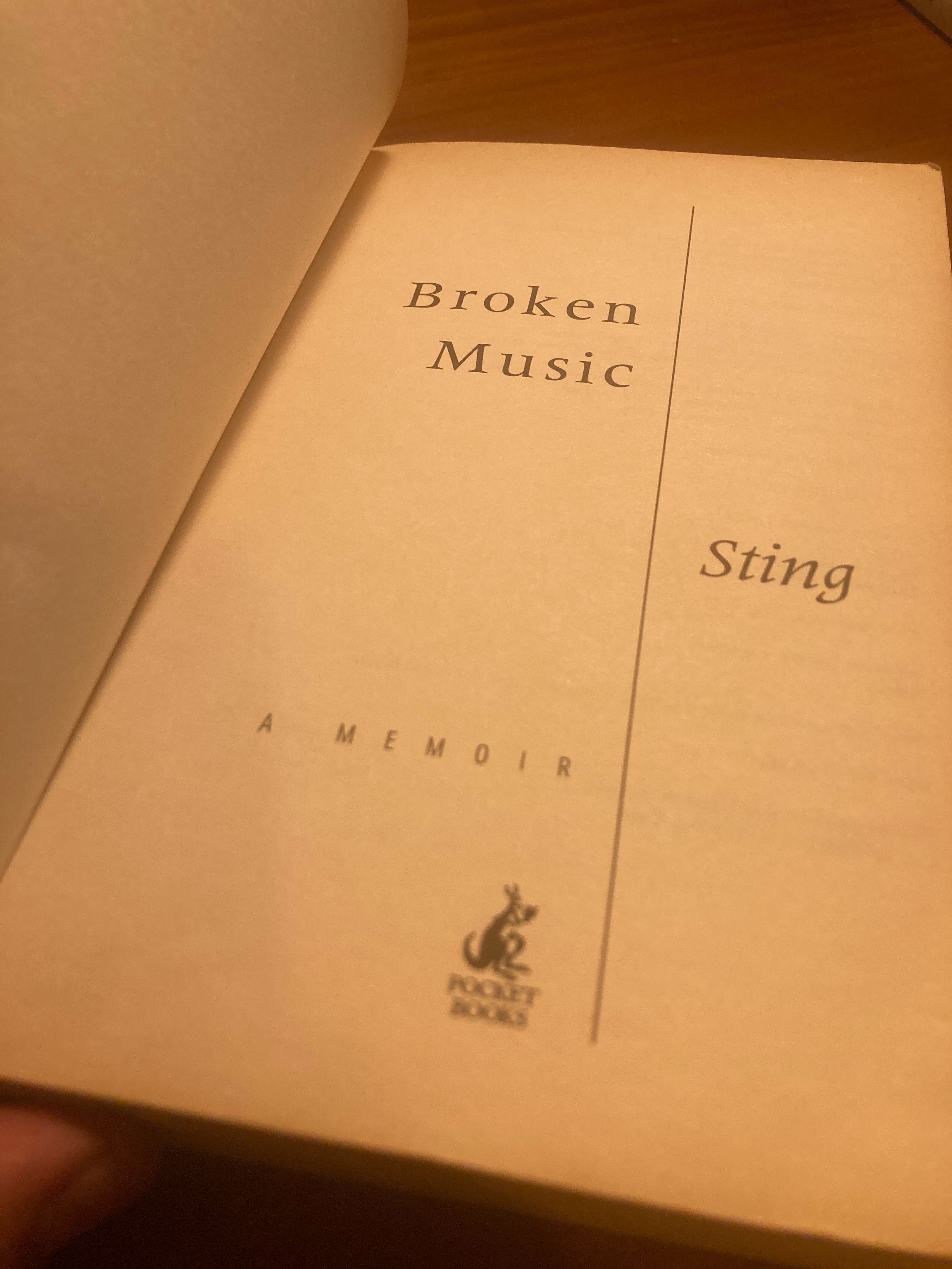 Livro autobiografia do sting “broken music”