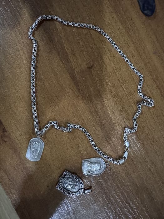 Серебро цепочка и три кулончика