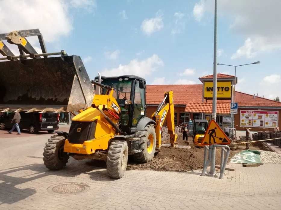 usługi KOPARKĄ koparko ładowarką TRANSPORT HDS JCB prace ziemne