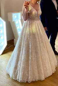 Suknia ślubna biel brzoskwinia