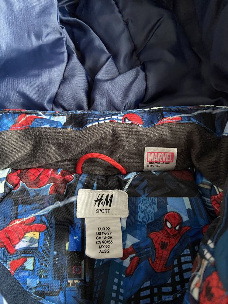 Spiderman Marvel kurtka zimowa/narciarska H&M rozmiar 92