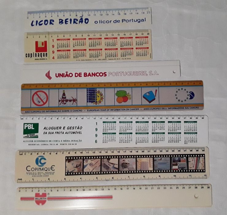 Réguas plásticas antigas para coleccionadores/colecção