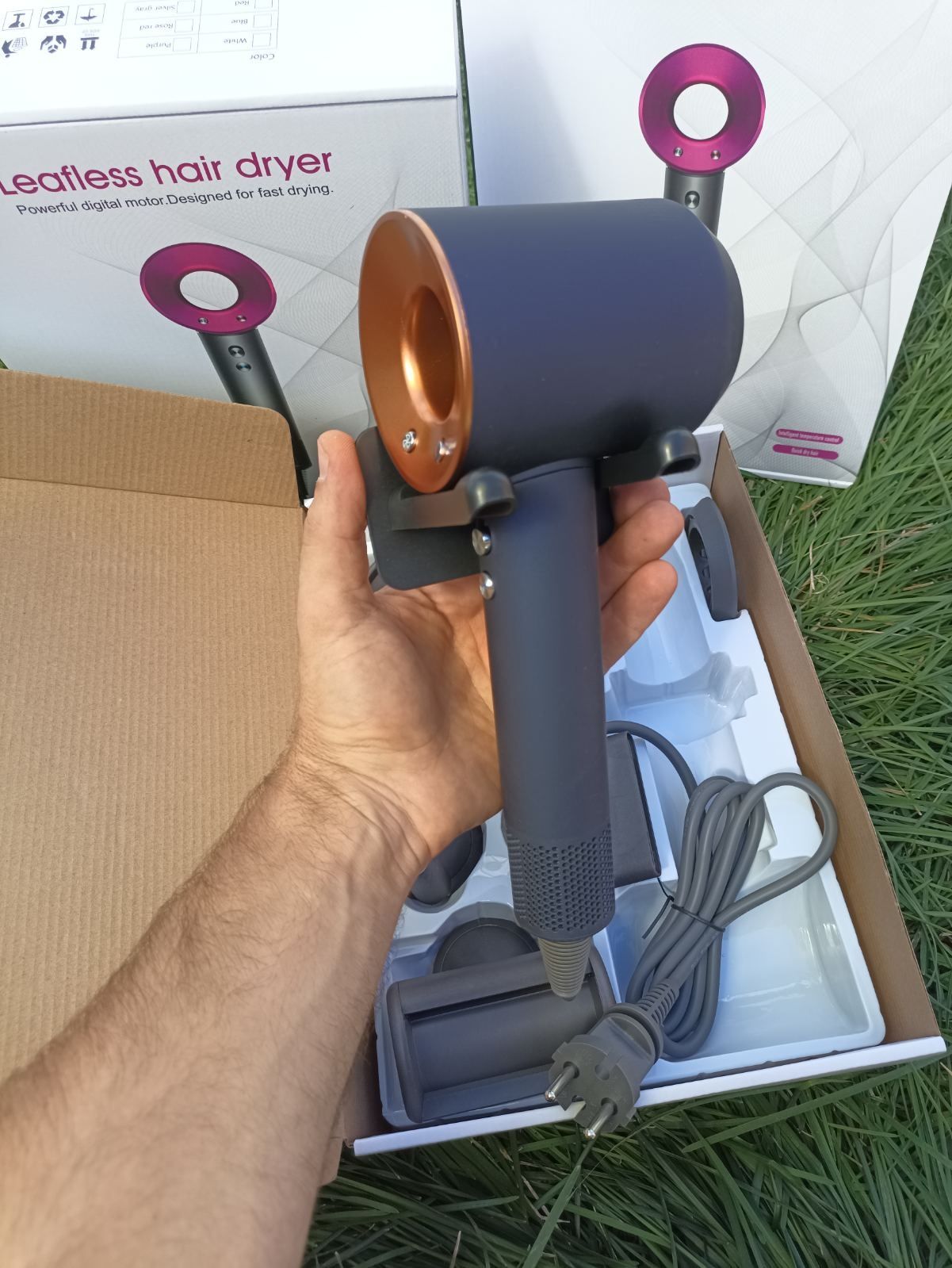 Фен для волосся  Leafless hair dryer 5 магнітних насадок+ настінний тр