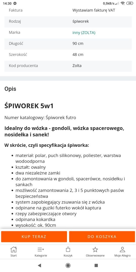 Śpiworek do gondoli, wózka, sanek