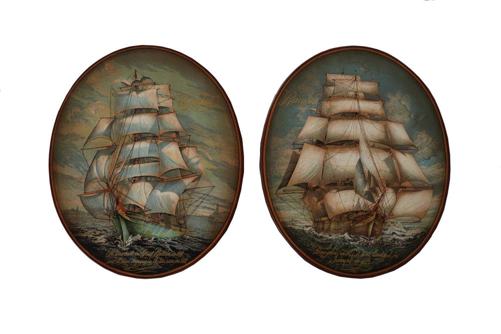 Zestaw 2 obrazków żaglowców – "Cutty Sark" i "Rainbow" – 30x35 cm