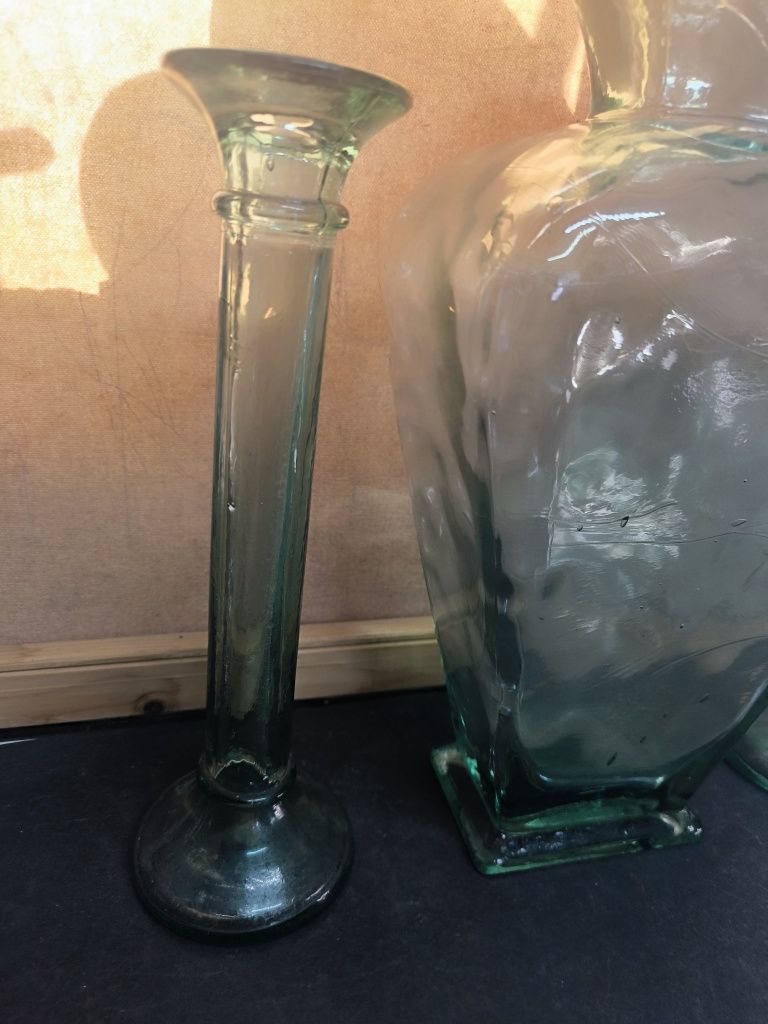 Conjunto vaso vidro verde - decoração