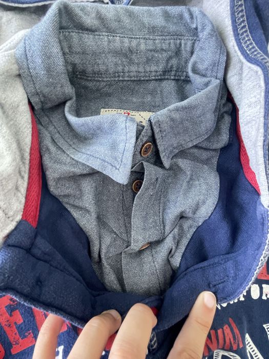 Camisola rapaz azul com capuz e efeito camisa por dentro Tiffosi 13/14