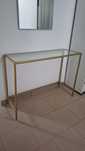 Konsola metalowa złota szkło 100x36x82