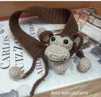 Małpa, małpka zakładka do książki na szydełku prezent
