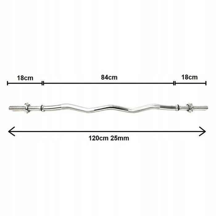 Gryf Lekko Łamany 120cm 25mm stalowy pełny NOWY