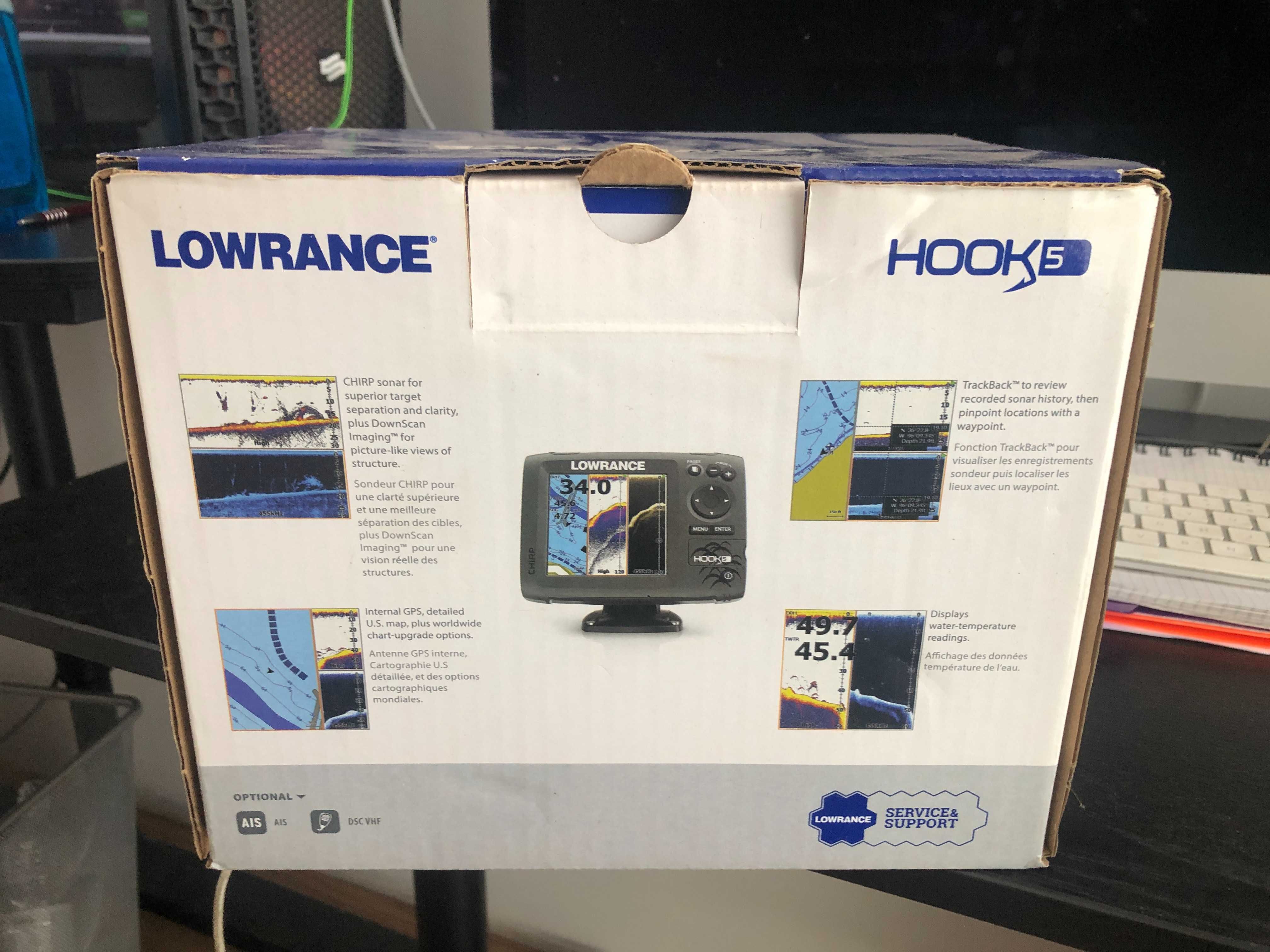 Echosonda Lowrance Hook 5 + akumulator + pokrowiec stan jak nowy