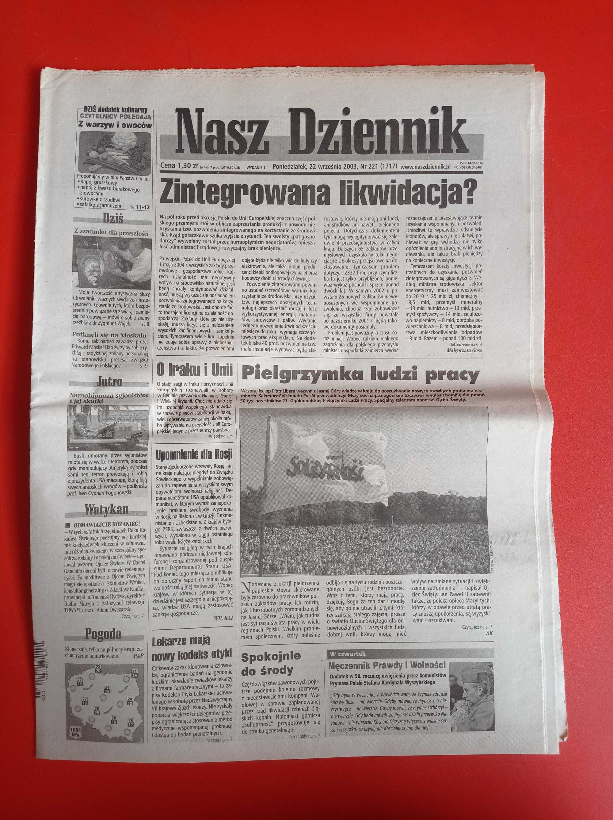 Nasz Dziennik, nr 221/2003, 22 września 2003