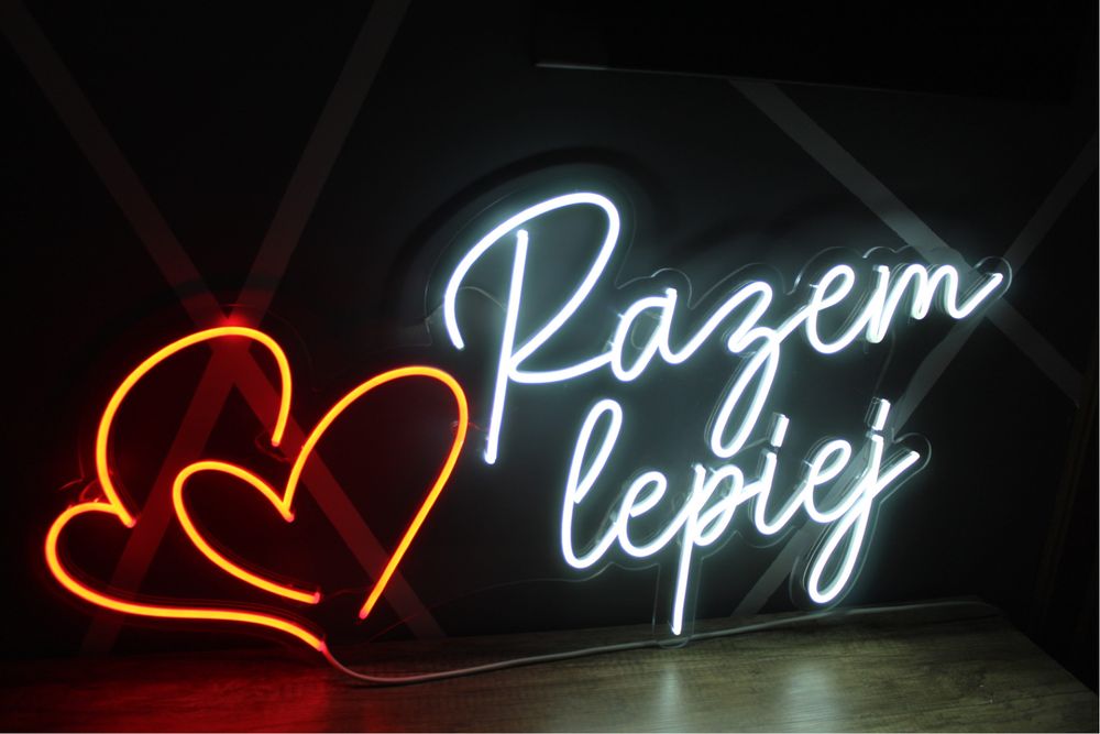 Neon Led „Razem Lepiej + serca”