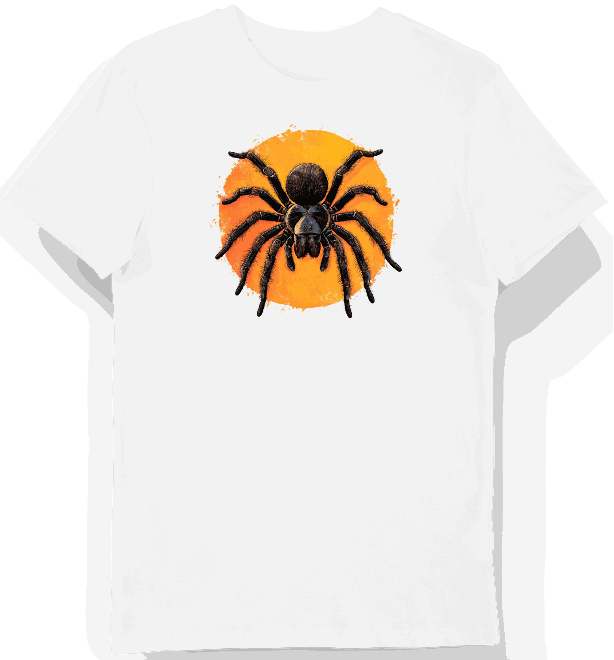 Koszulka męska biała z motywem tarantuli w ciepłym blasku XL