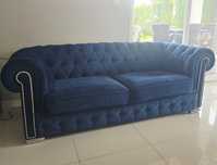 Sofa chesterfield granatowa 200 cm