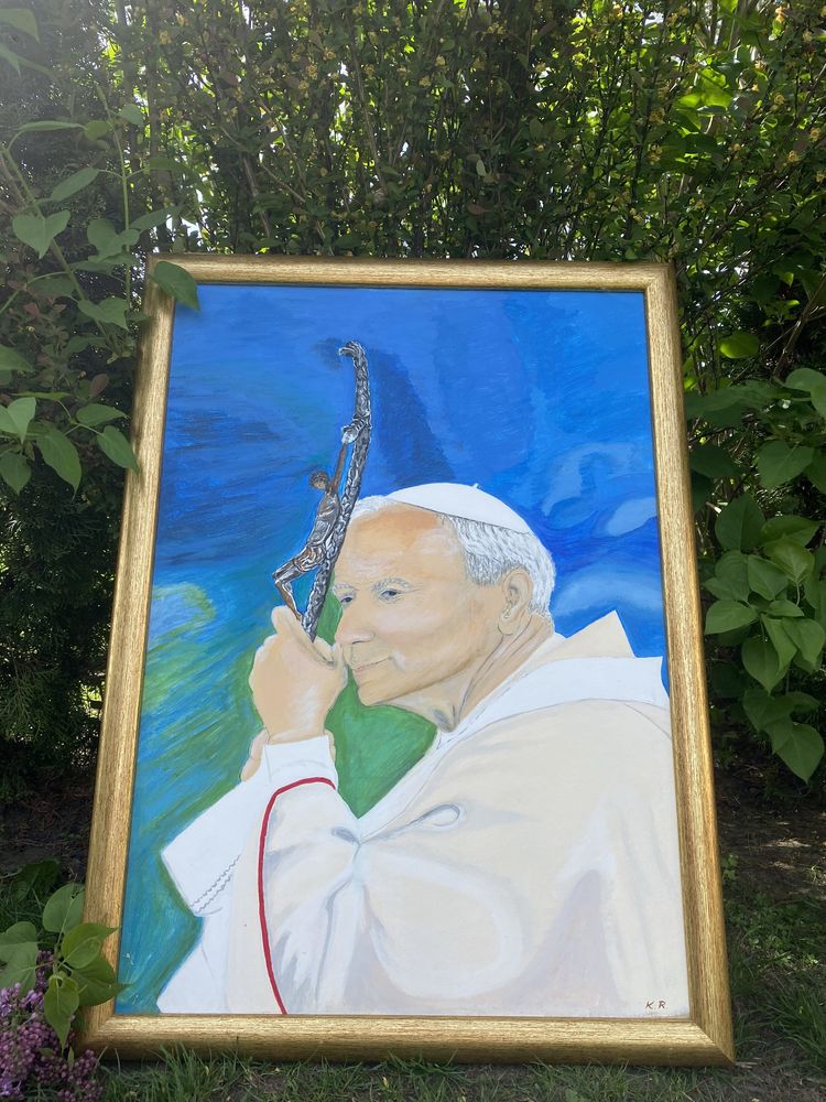 Malowany obraz Papieża Jana Pawła II