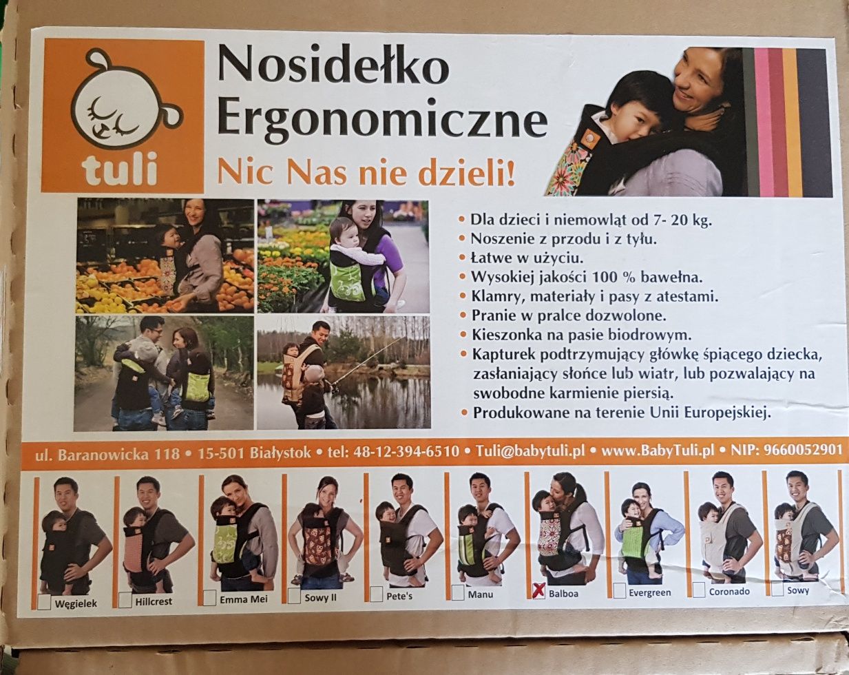 Nosidełko ergonomiczne TULI TULA Balboa 7-20 kg