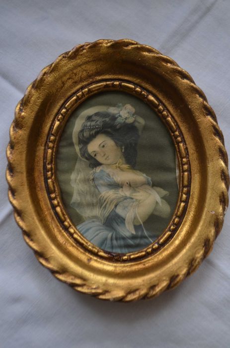 owalny obrazek jedwab