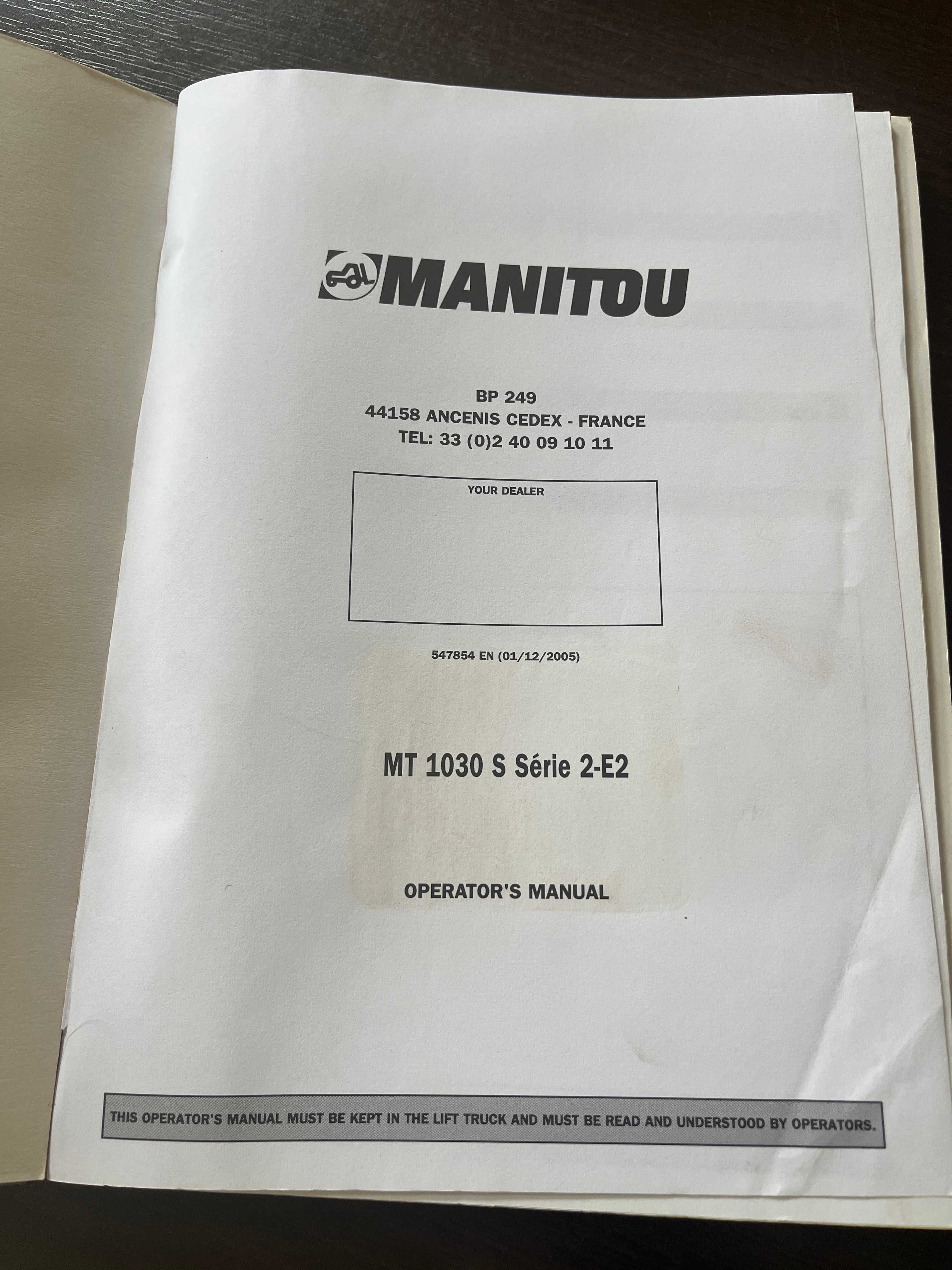 Instrukcja obsługi -manitou mt 1030 s serie 2 -E2