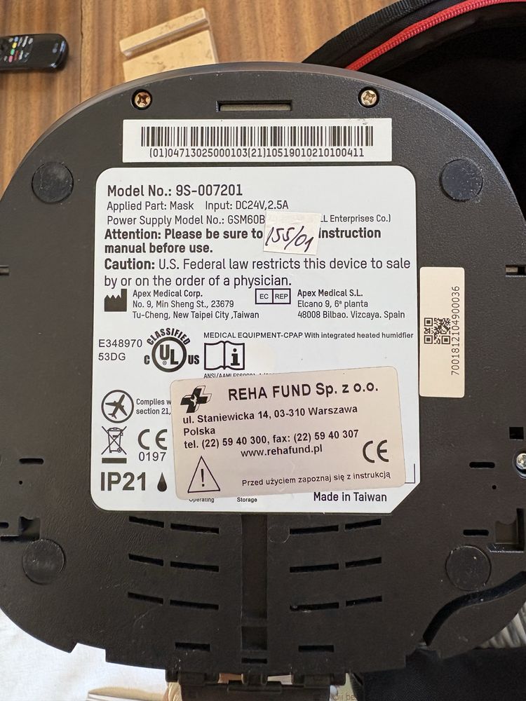 Aparat Apex do terapi bezdechu sennego CPAP