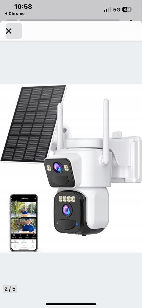 Kamera bezprzewodowa panel słoneczny 2,5K IP66 WiFi Reobiux 355°PTZ