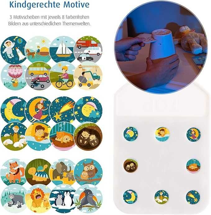 Lampka dla dzieci pozytywka projektor LED 24slajdy Reer