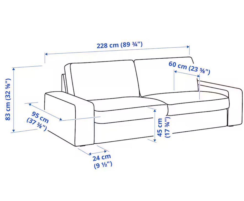 Sofa trzyosobowa ikea kivik szara kanapa prane pokrowce