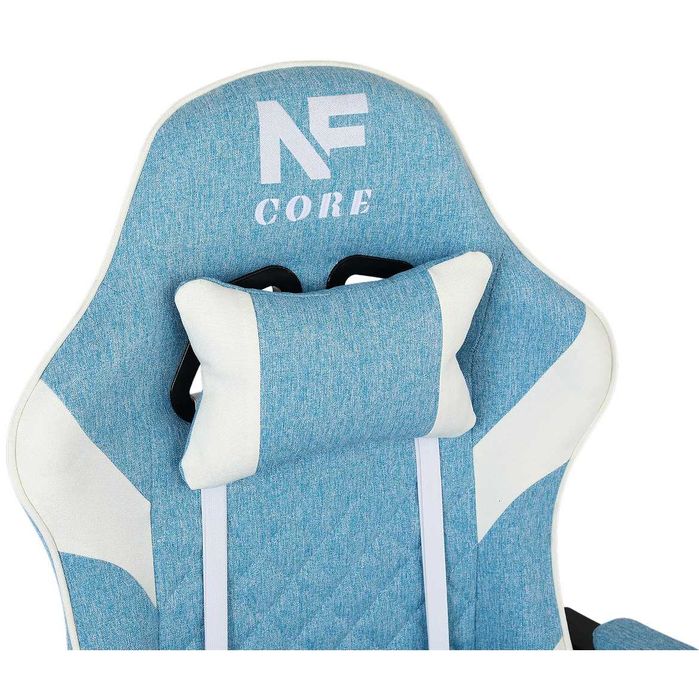 Fotel Gamingowy z podnóżkiem INFINI Core tkanina Light Blue