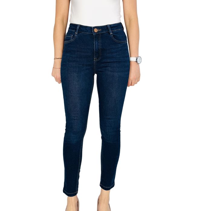 Granatowe jeansy skinny z wysokim stanem M 38 Dorothy Perkins