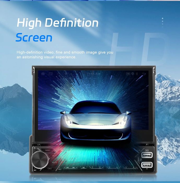 Rádio android 13 1din 7" 2/32GB retrátil GPS WiFi BT Carplay NOVO