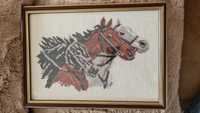 Obraz haftowany konie