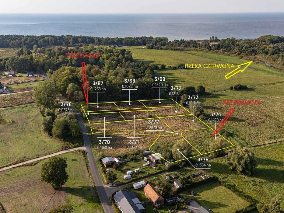 Działka budowlana 800 m od morza w spokojnej zielonej okolicy