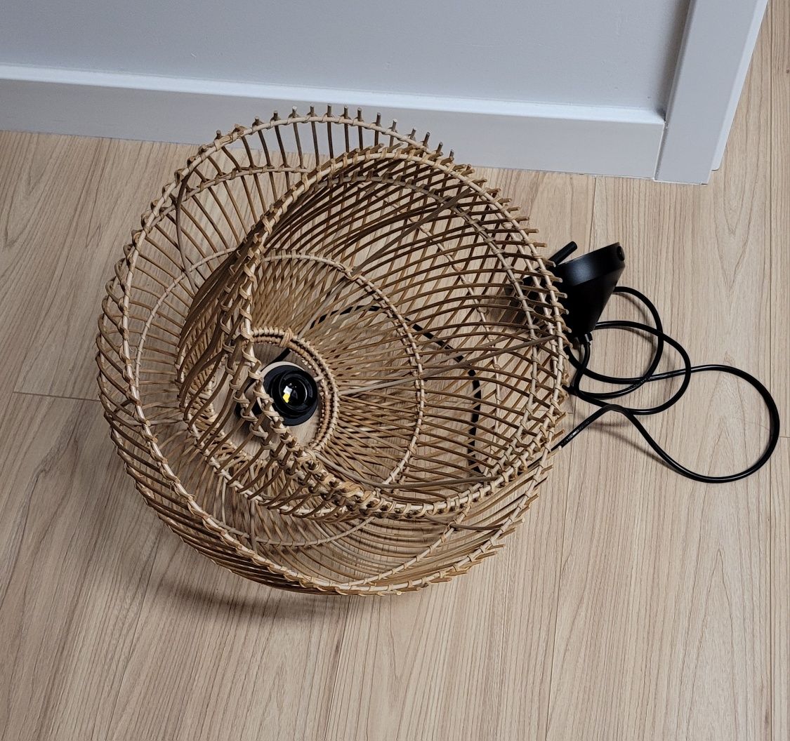 Lampa wiszaca,sufitowa rattanowa boho kery rustykalną, E27