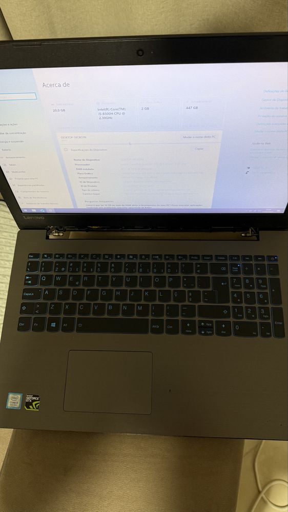 Portatil Gaming Lenovo i5 8300h 4.0ghz 20GB Ram Ddr4 GTX 1050 SSD 480