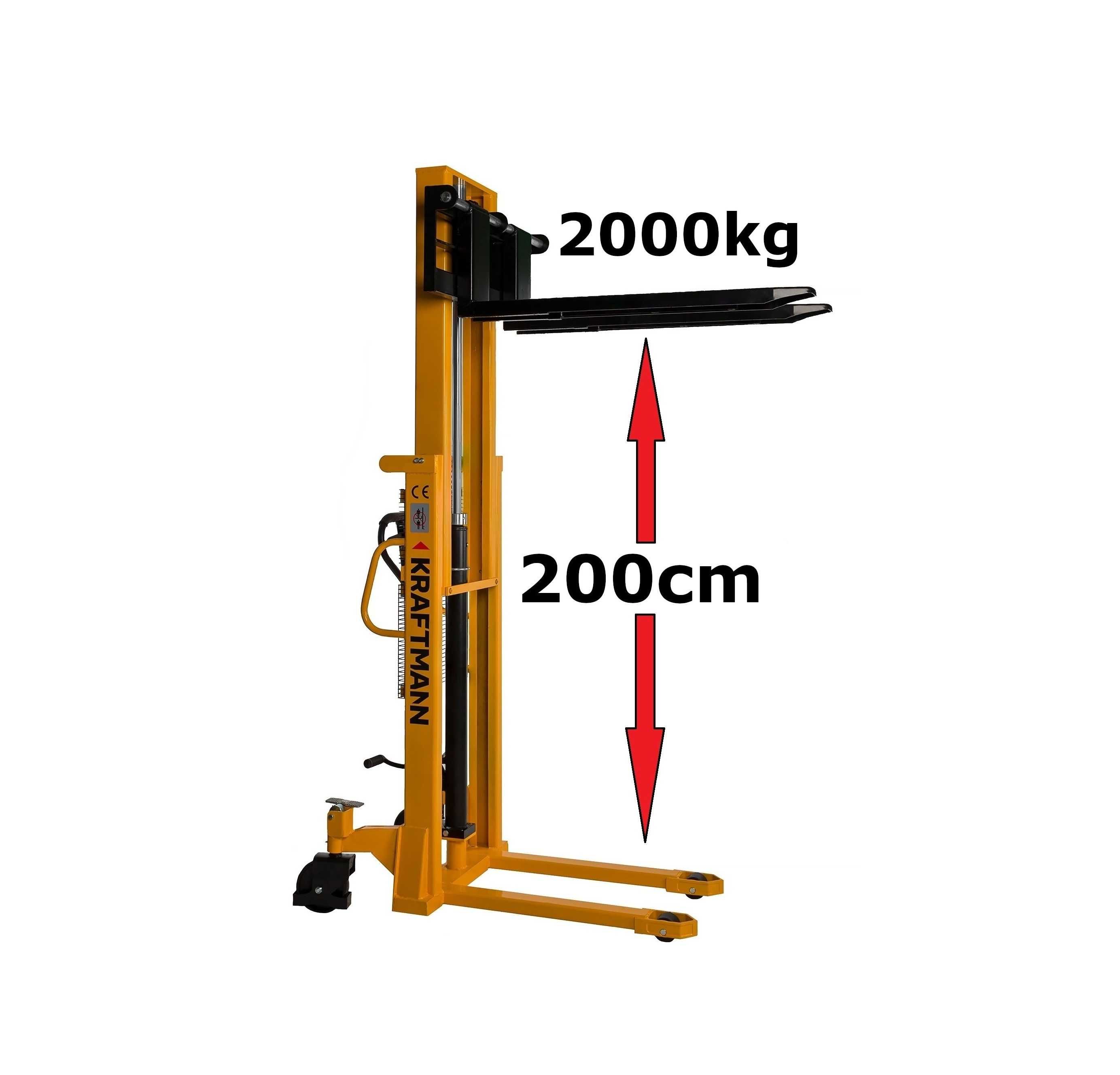 Paleciak 2t Wózek paletowy MASZTOWY SZTAPLARKA WIDLAK 200cm 2000kg