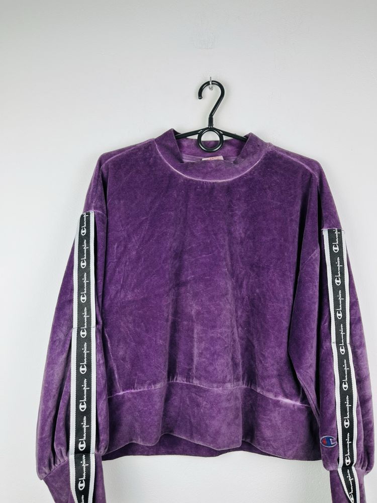 Fioletowa bluza welurowa damska Champion rozmiar XS fit S hoodie