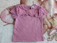 Różowa elegancka ażurowa bluzka z falbankami 86 jak nowa