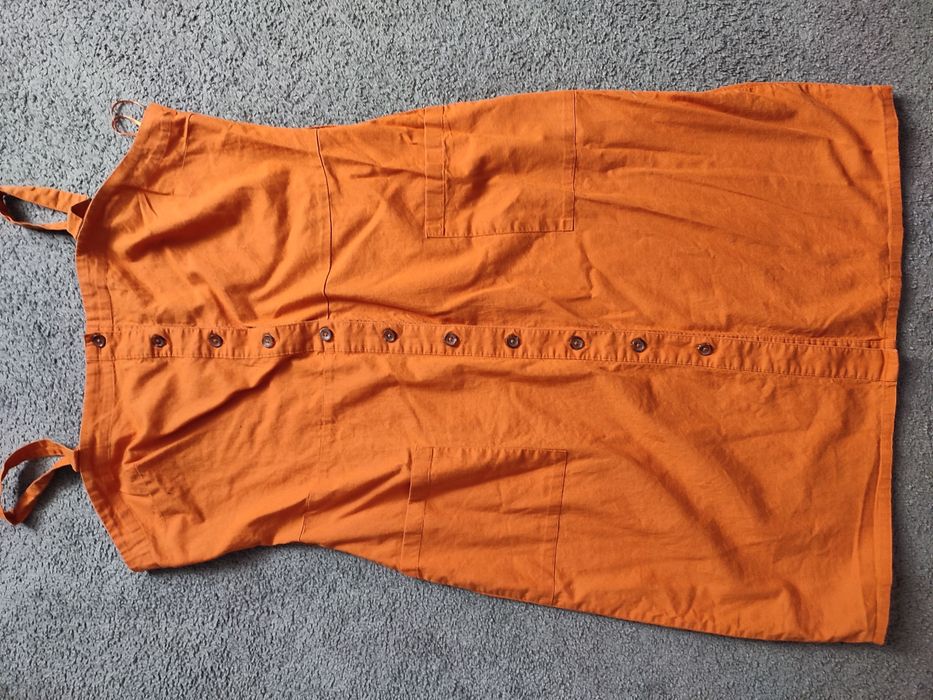 Pomarańczowa sukienka bawełniana z lnem rozmiar 48 F&F