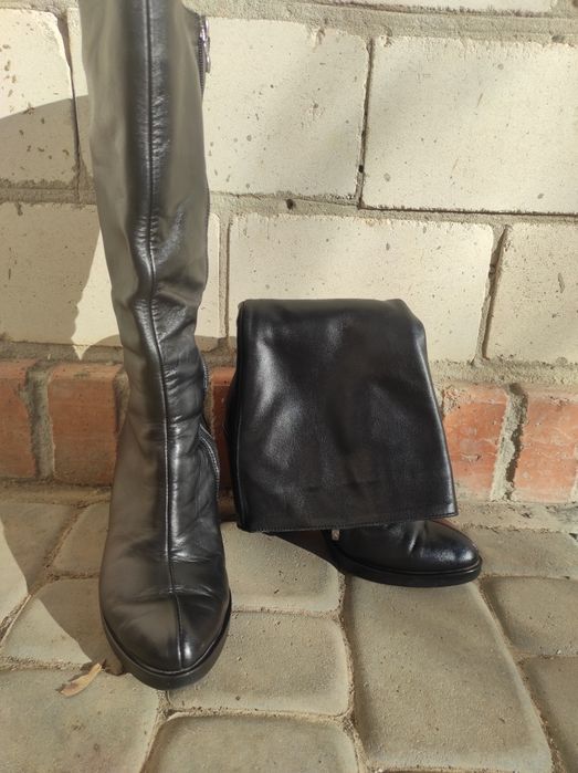 Сапоги, ботінки , зимове шкіряне жіноче взуття, казаки , ботфорди