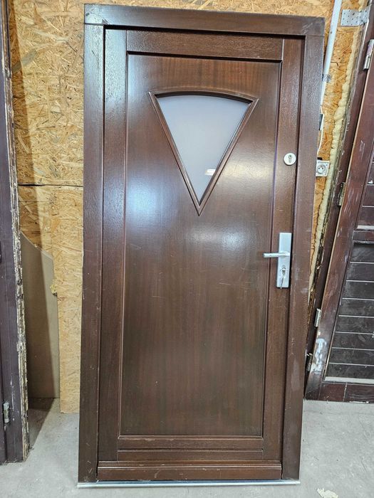 DRZWI Zewnętrzne Mahoniowe Drewniane Wejściowe 101x207cm