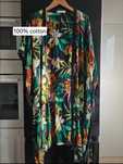 Kimono letnie bawełniane narzutka Promod L w palmy plażowe