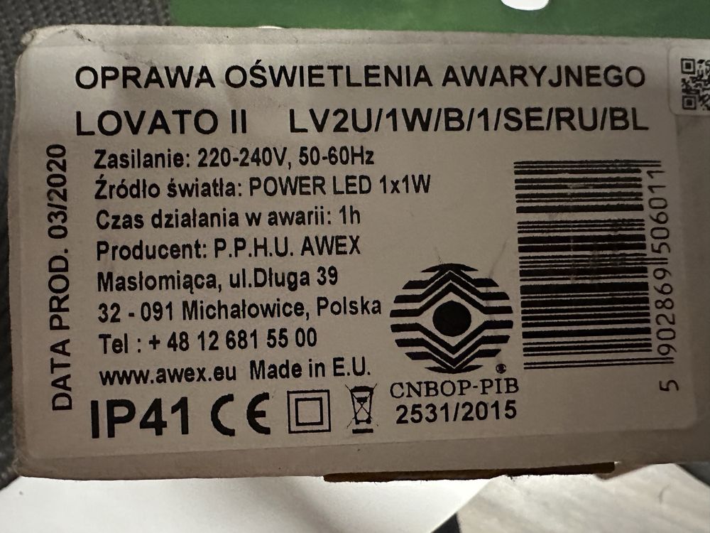 Oprawa oświetlenia awaryjnego lovato II