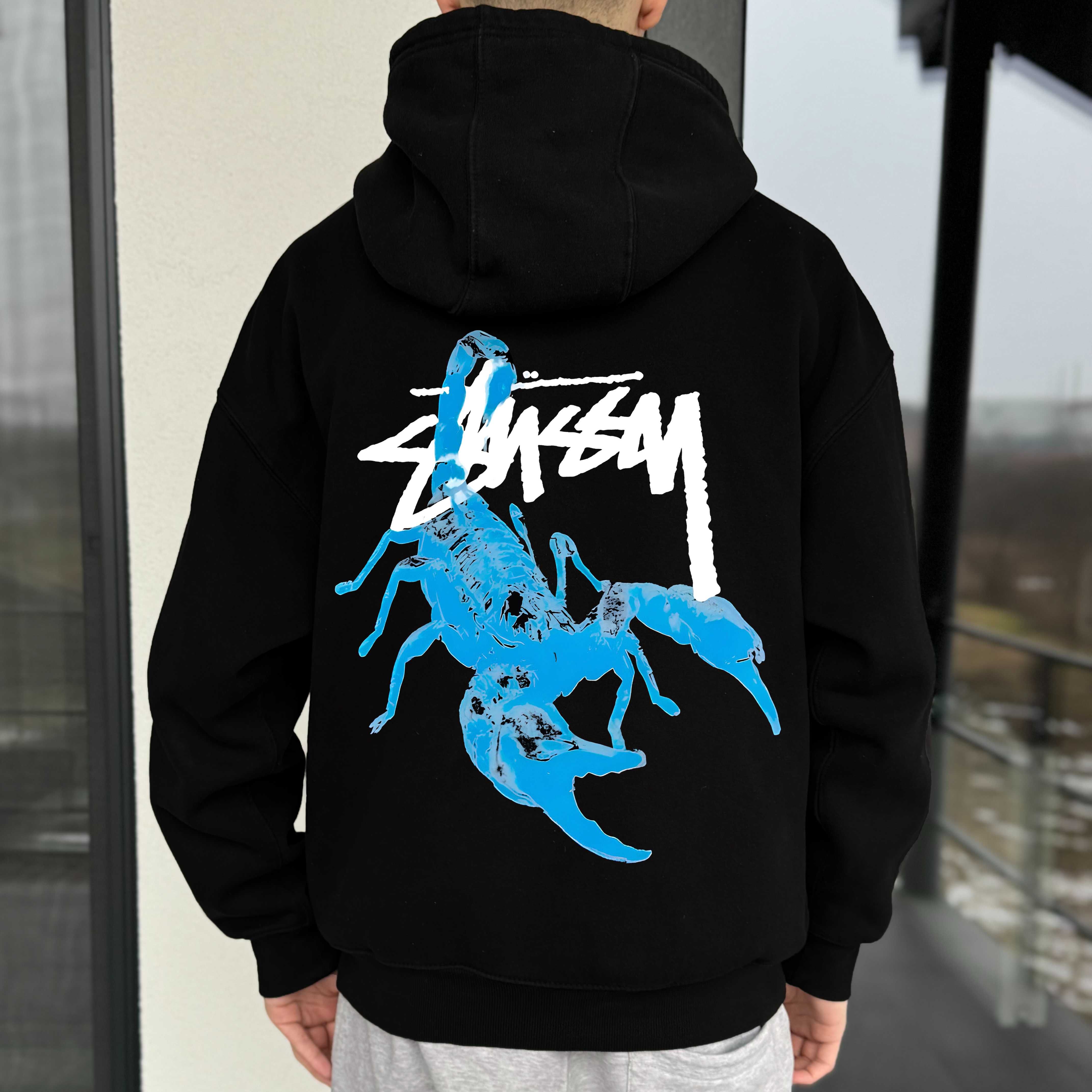 Худи черное » Stussy Money Angel » Большой Принт » Стусси » С М Л ХЛ
