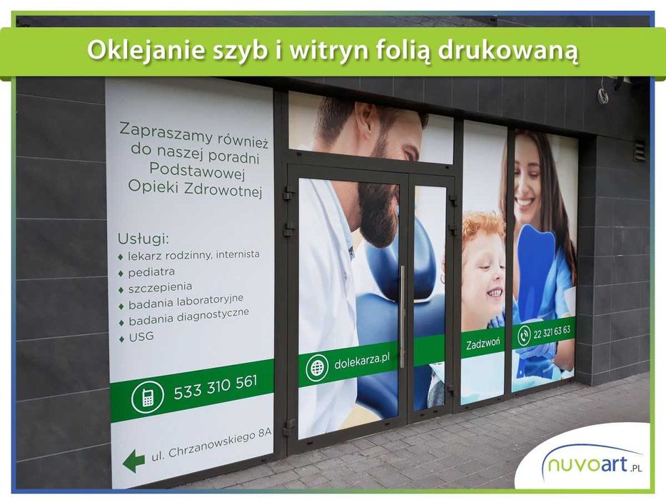 Oklejanie szyb i witryn. Reklama na szybach, Tablice. Litery 3D